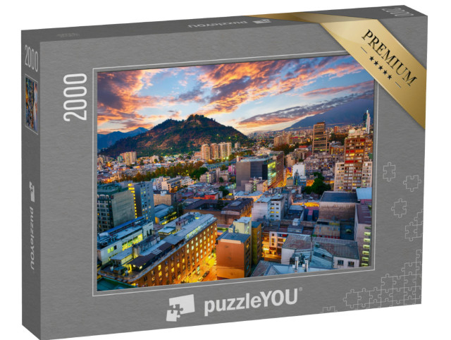 puzzle 2000 dílků „Město Santiago de Chile po západu slunce, Chile“