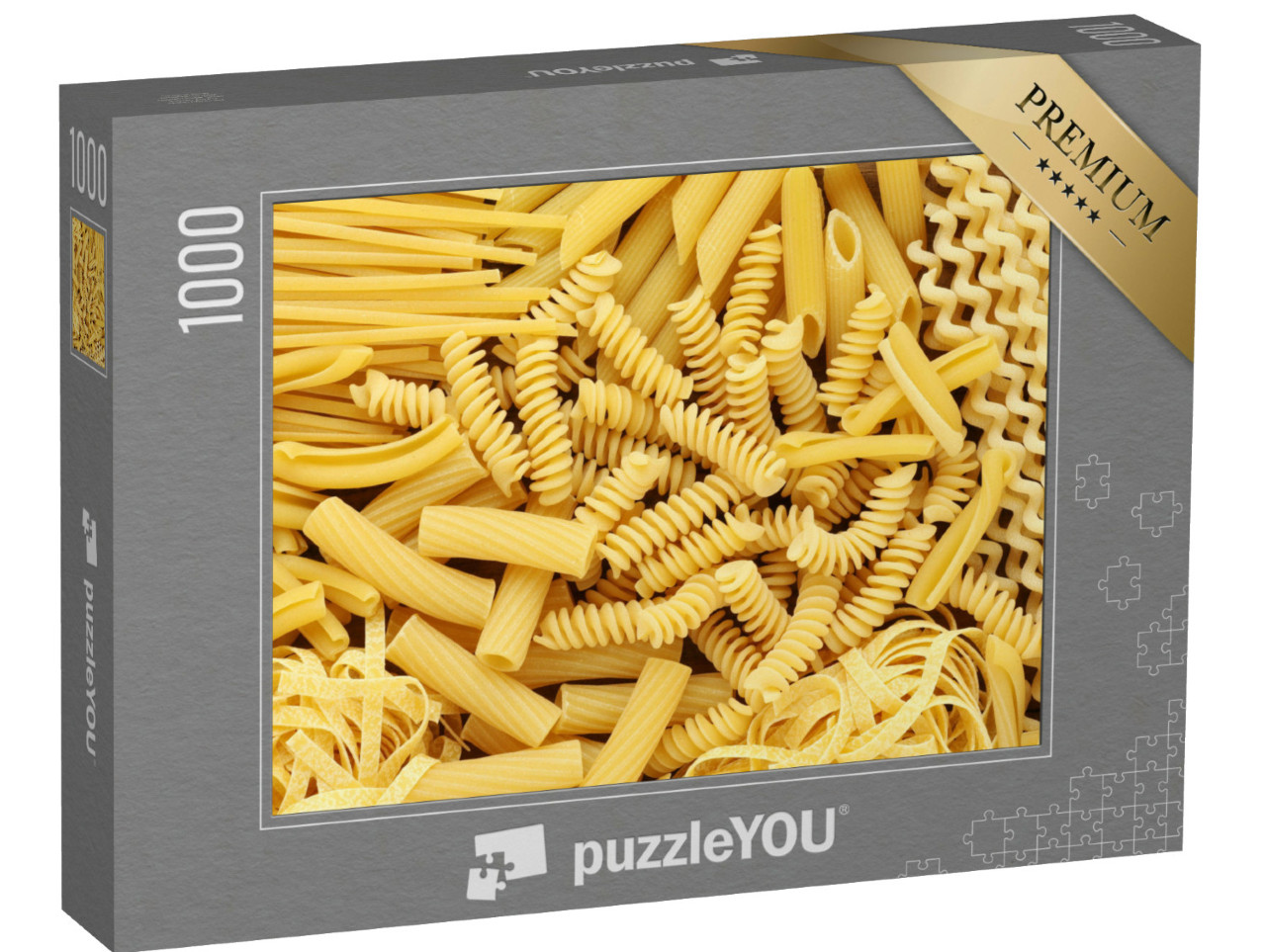 puzzle 1000 dílků „Různé druhy a tvary italských těstovin“