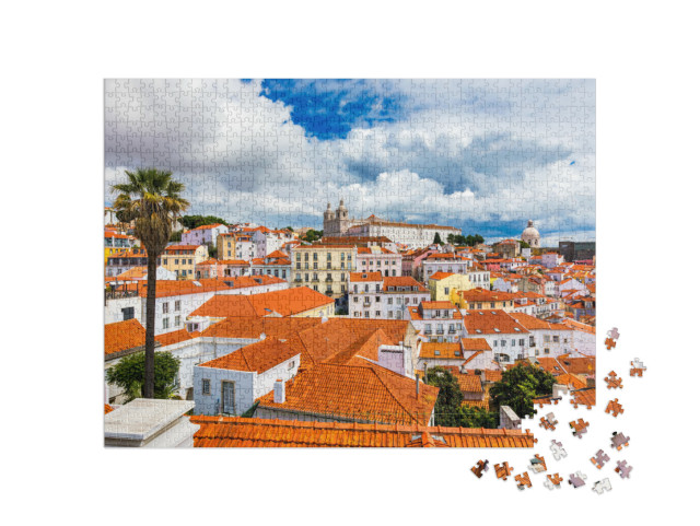 puzzle 1000 dílků „Lisabonské panorama, čtvrť Alfama, Portugalsko“