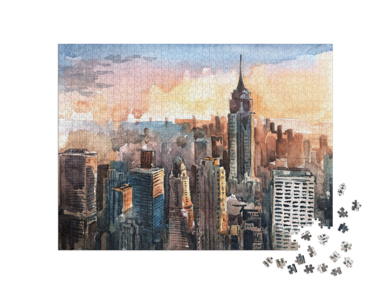 puzzle 1000 dílků „Akvarel Manhattanu“