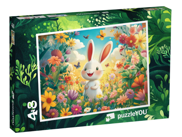 puzzle 48 dílků „Překvapený zajíček Heribert“