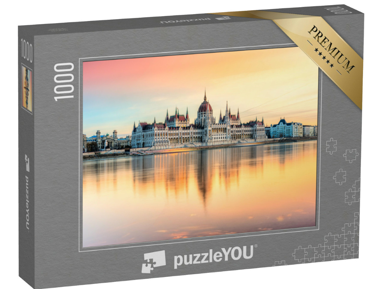 puzzle 1000 dílků „Pohled na parlament při západu slunce, Budapešť, Maďarsko“