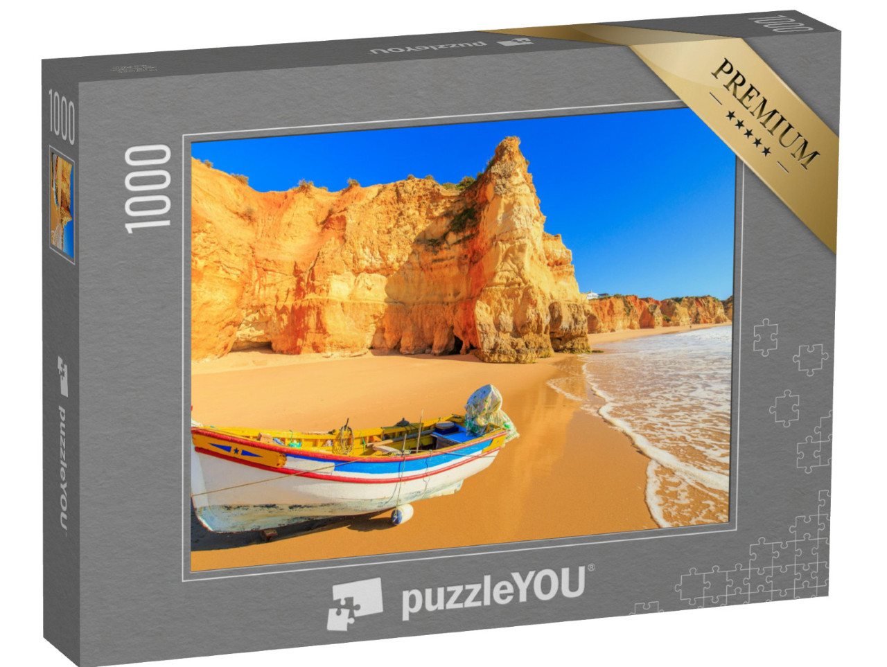 puzzle 1000 dílků „Rybářská loď na Praia da Rocha v Portimau, Portugalsko“