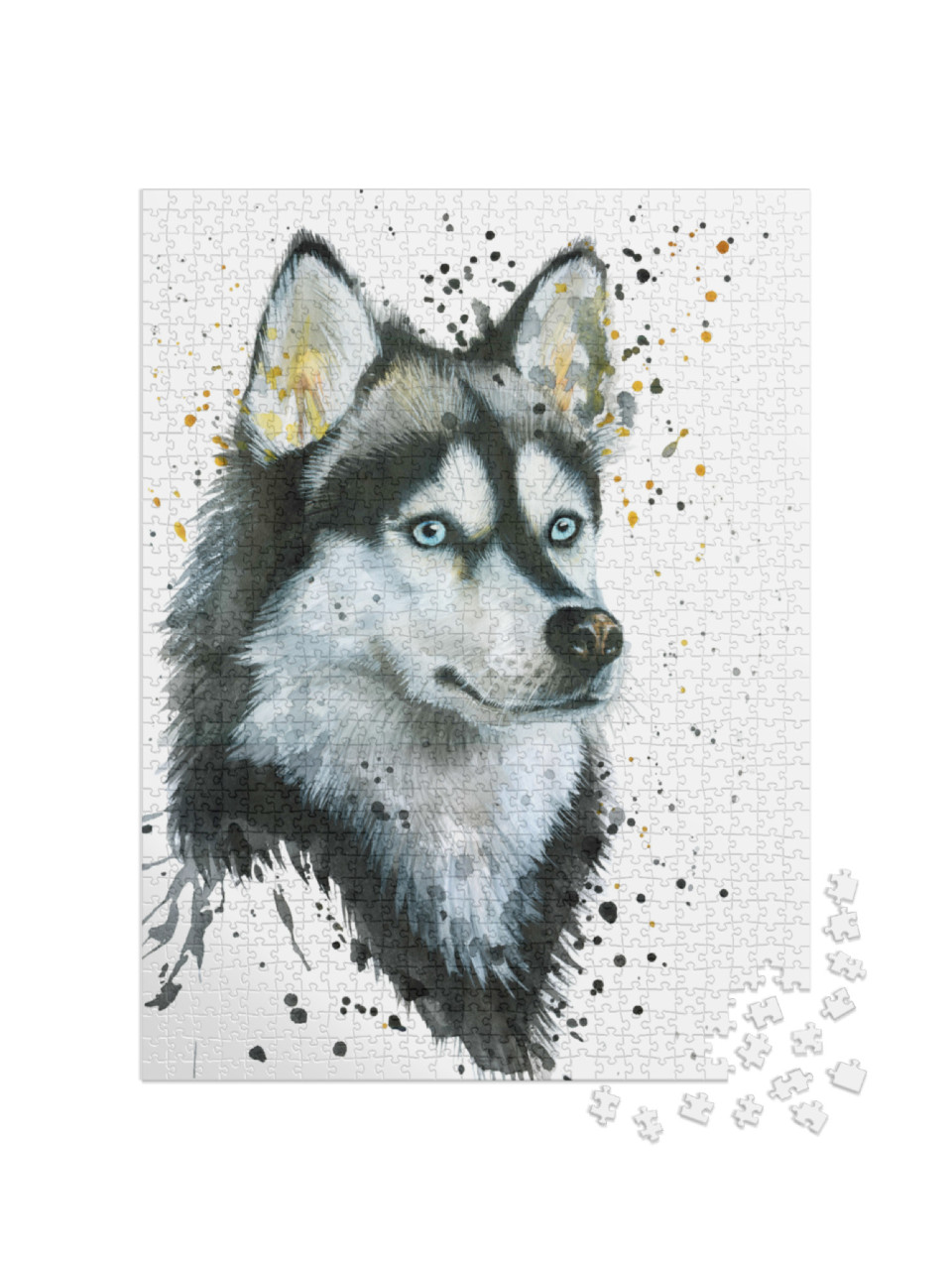 puzzle 1000 dílků „Akvarelová ilustrace huskyho“