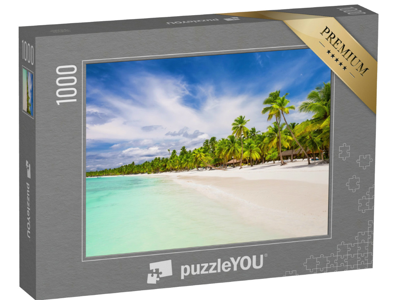 puzzle 1000 dílků „Palmy na bílé písečné pláži v Punta Caně, Dominikánská republika“