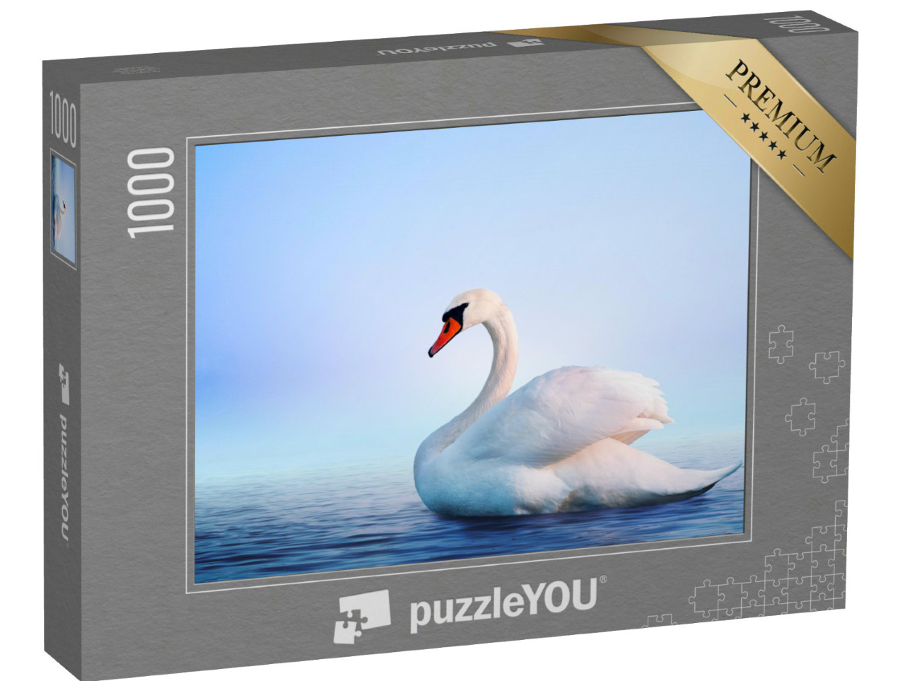 puzzle 1000 dílků „Bílá labuť v mlhavém svítání“