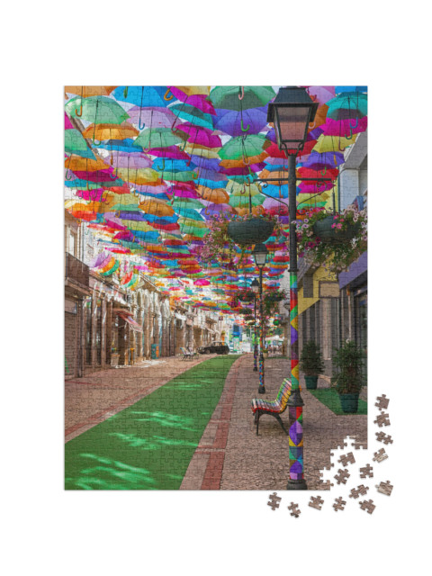 puzzle 1000 dílků „Projekt Umbrella Sky v portugalském městě Agueda“