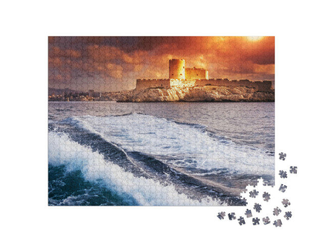 puzzle 1000 dílků „Chateau d'If, Marseille, Francie, barevná mořská krajina“