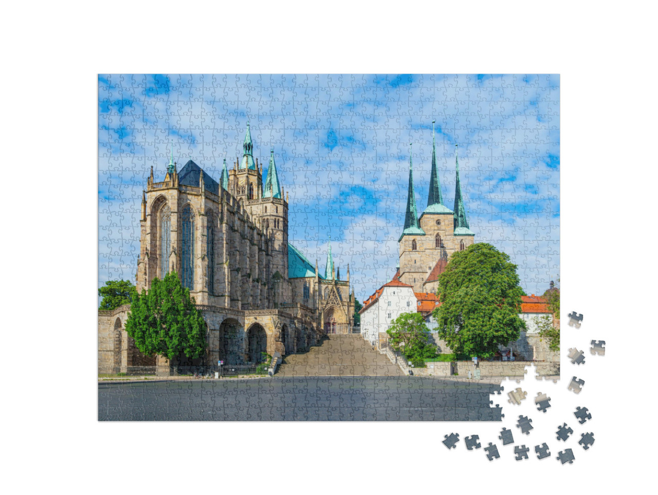 puzzle 1000 dílků „Erfurtský katedrální vrch, Německo“