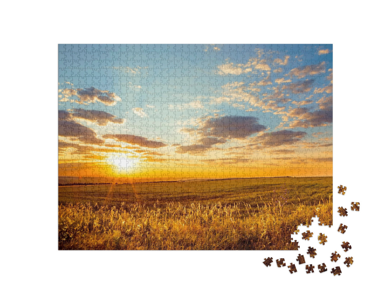 puzzle 1000 dílků „Zlaté svítání nad nekonečnými poli“