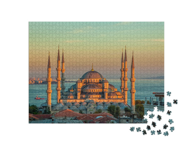 puzzle 1000 dílků „Modrá mešita při západu slunce, Istanbul“