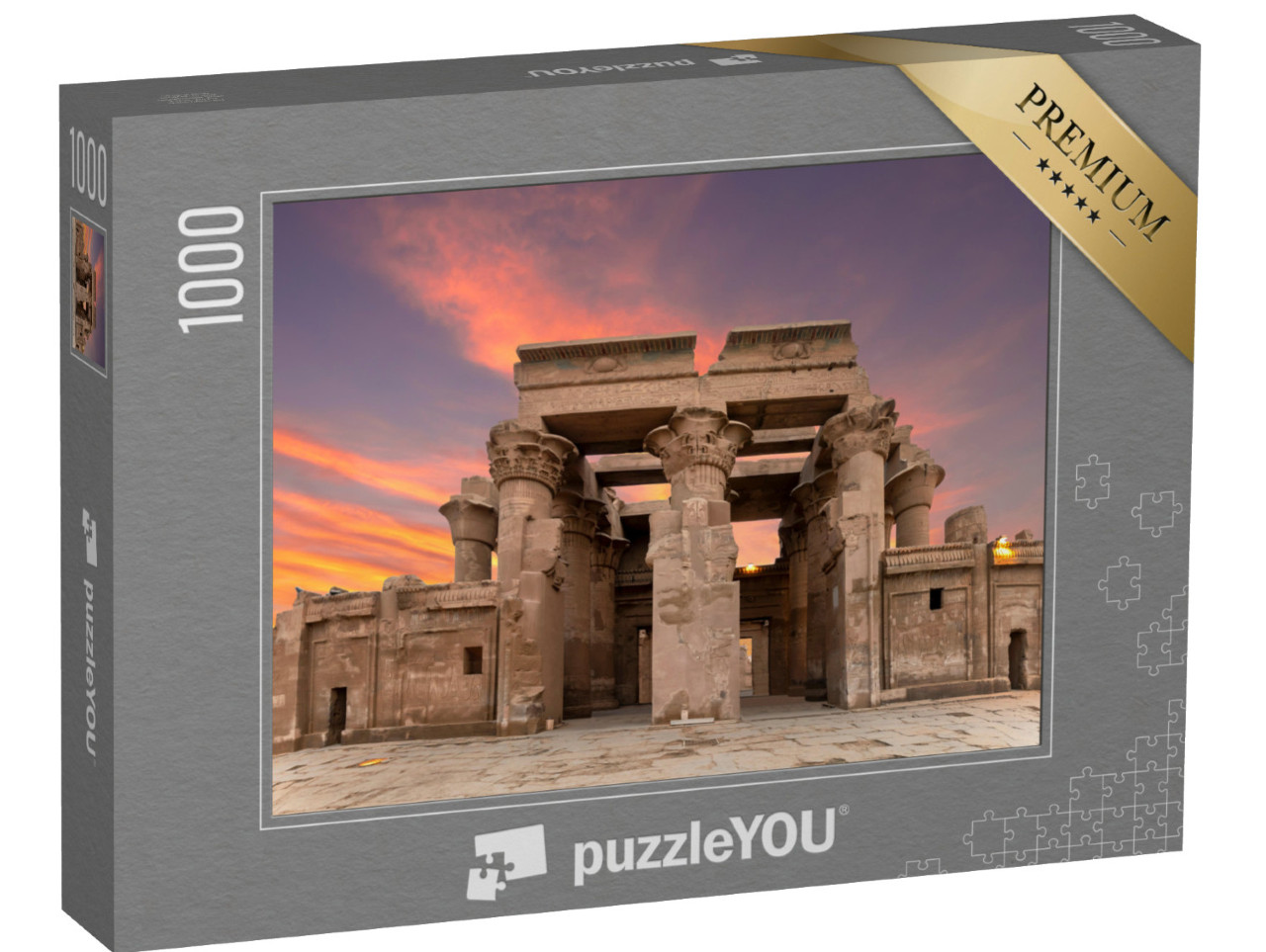 puzzle 1000 dílků „Ruiny chrámu Kom Ombo na Nilu při západu slunce, Egypt“