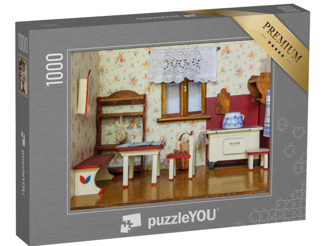 puzzle 1000 dílků „Detail obývacího pokoje v retro domečku pro panenky“