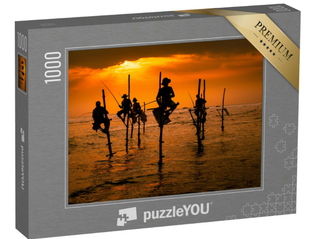 puzzle 1000 dílků „Tradiční rybáři při západu slunce, Srí Lanka“