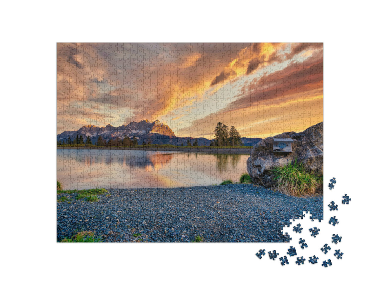 puzzle 1000 dílků „Pohoří Wilder Kaiser brzy ráno“