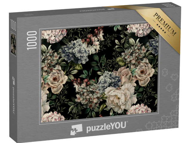 puzzle 1000 dílků „Květinový vzor jako akvarel“