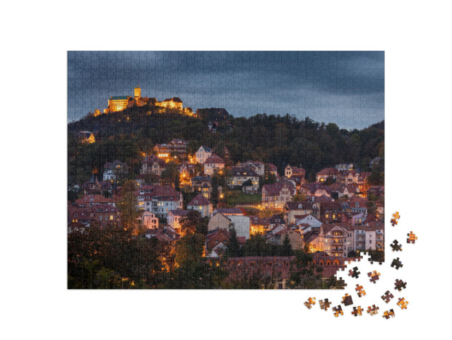 puzzle 1000 dílků „Hrad Wartburg s městem Eisenach v Německu“