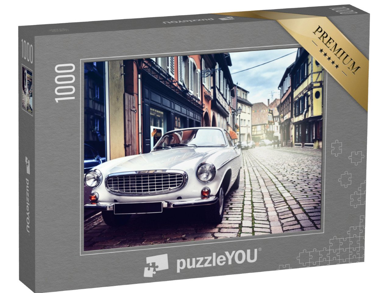 puzzle 1000 dílků „Retro auto ve starém městě“