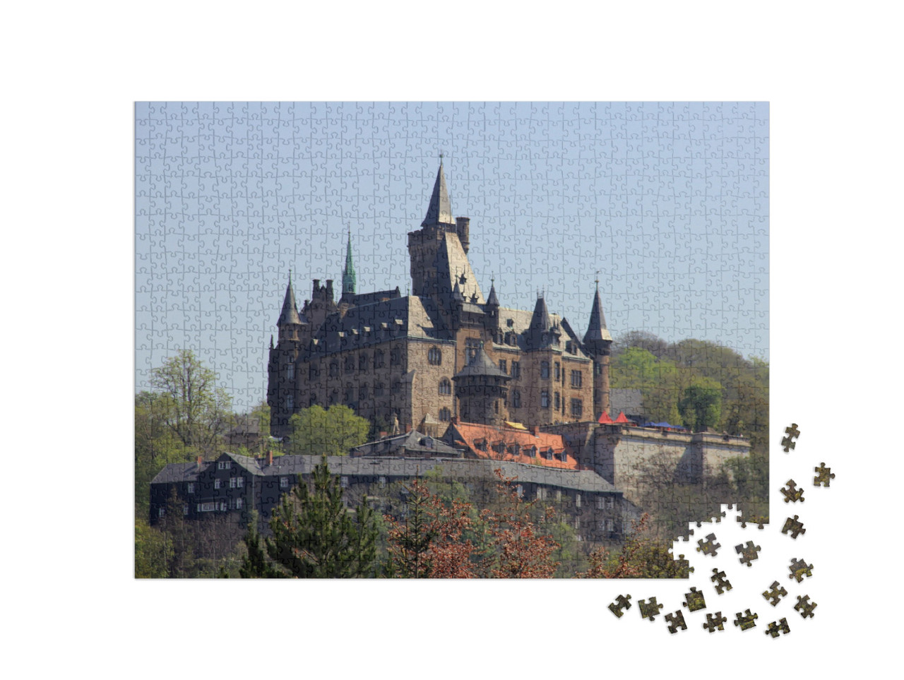 puzzle 1000 dílků „Hrad Wernigerode, pohoří Harz, Německo“