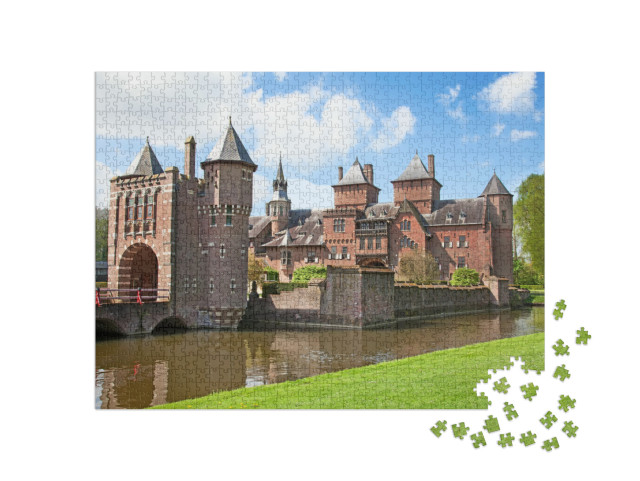 puzzle 1000 dílků „Krásný hrad De Haar u Utrechtu, Nizozemsko“
