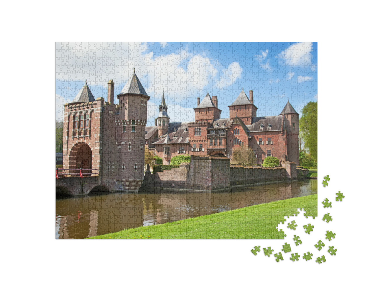 puzzle 1000 dílků „Krásný hrad De Haar u Utrechtu, Nizozemsko“