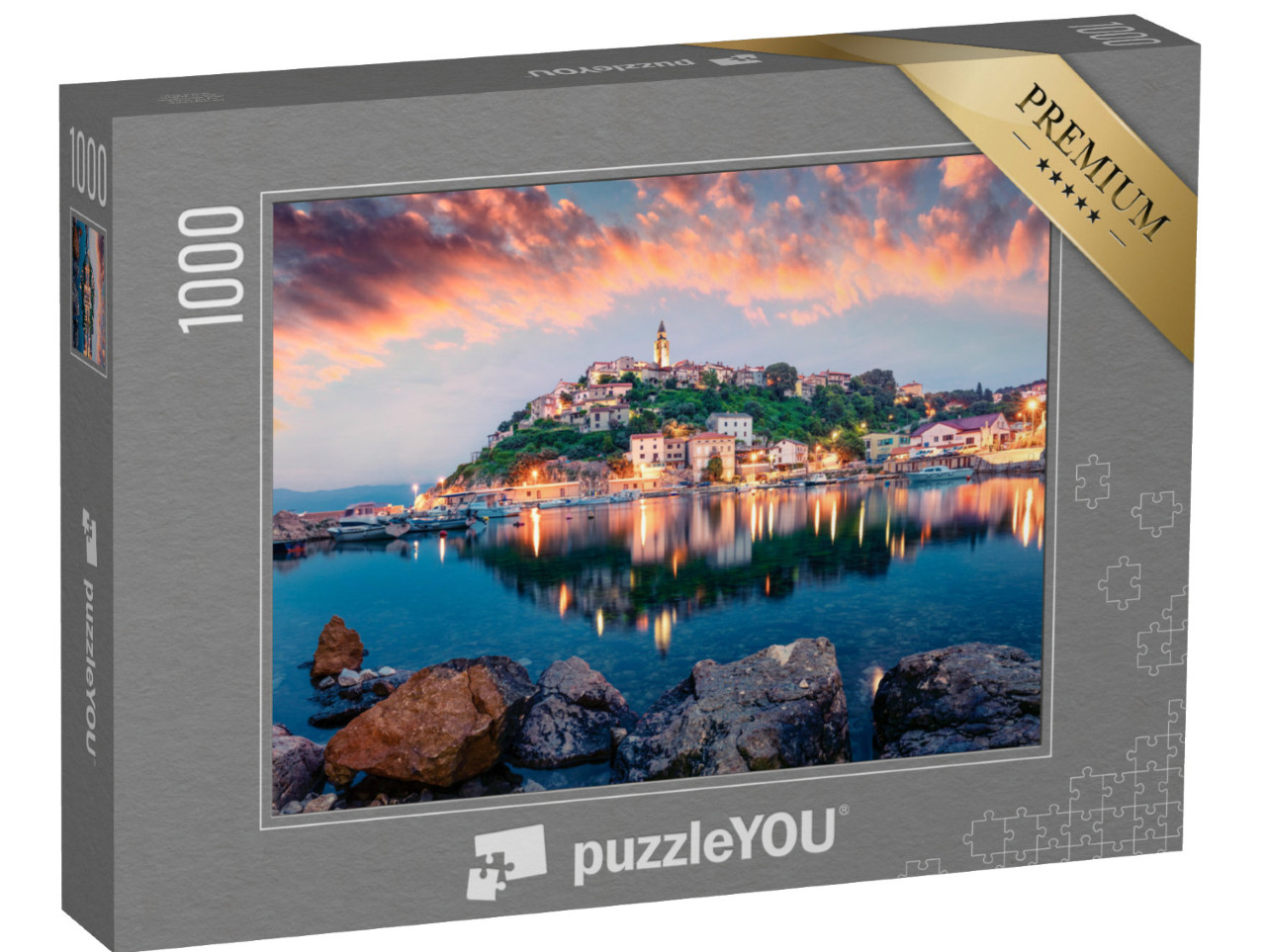 puzzle 1000 dílků „Krajina města Vrbnik na Jadranu, Chorvatsko“