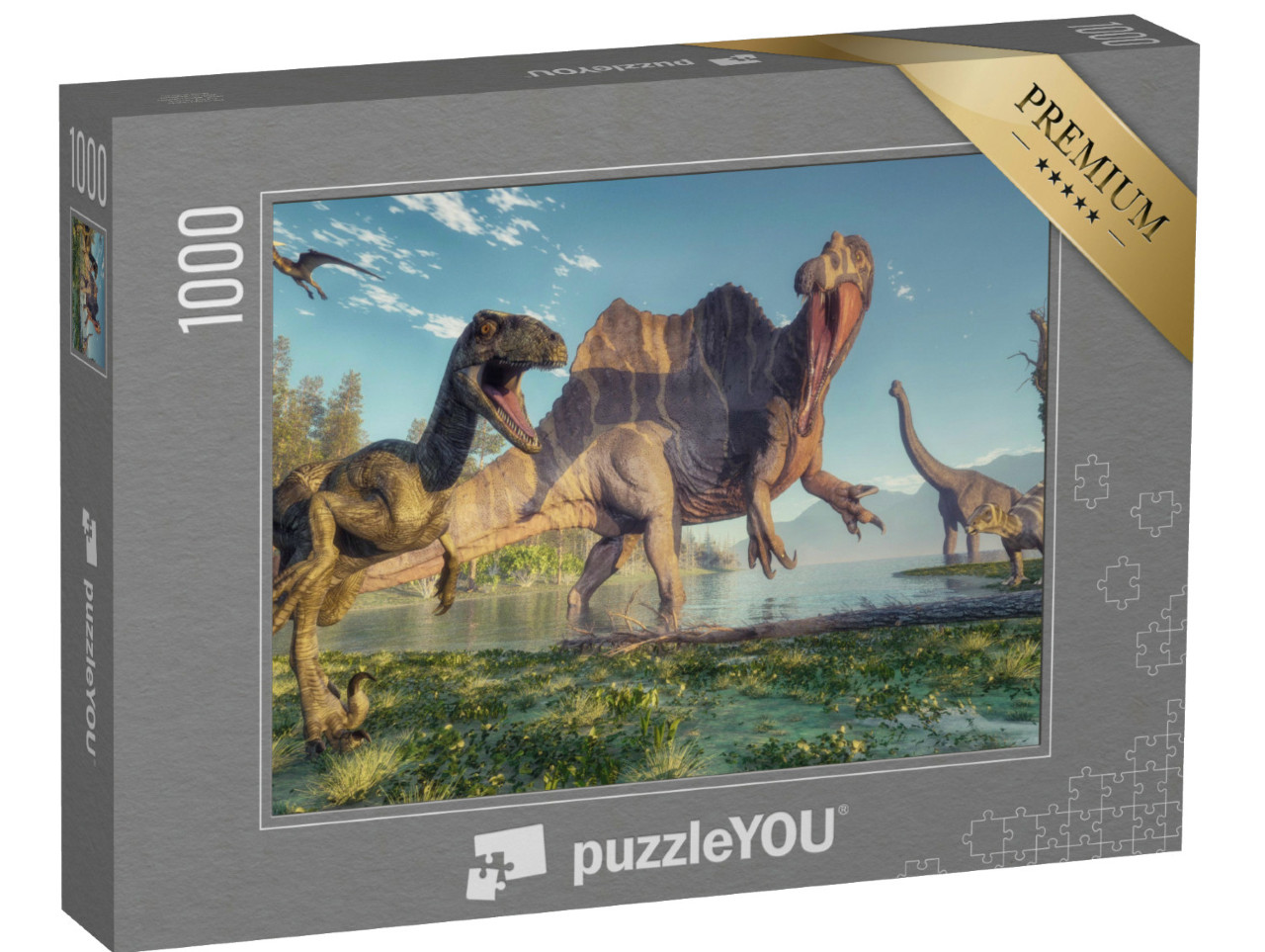 puzzle 1000 dílků „Spinosaurus a Deinonychus“