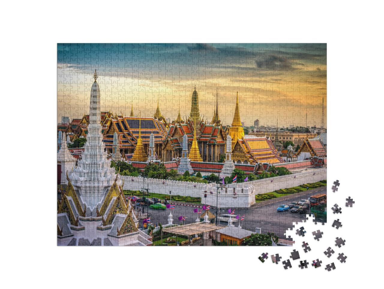 puzzle 1000 dílků „Grand Palace při západu slunce, Bangkok, Thajsko“