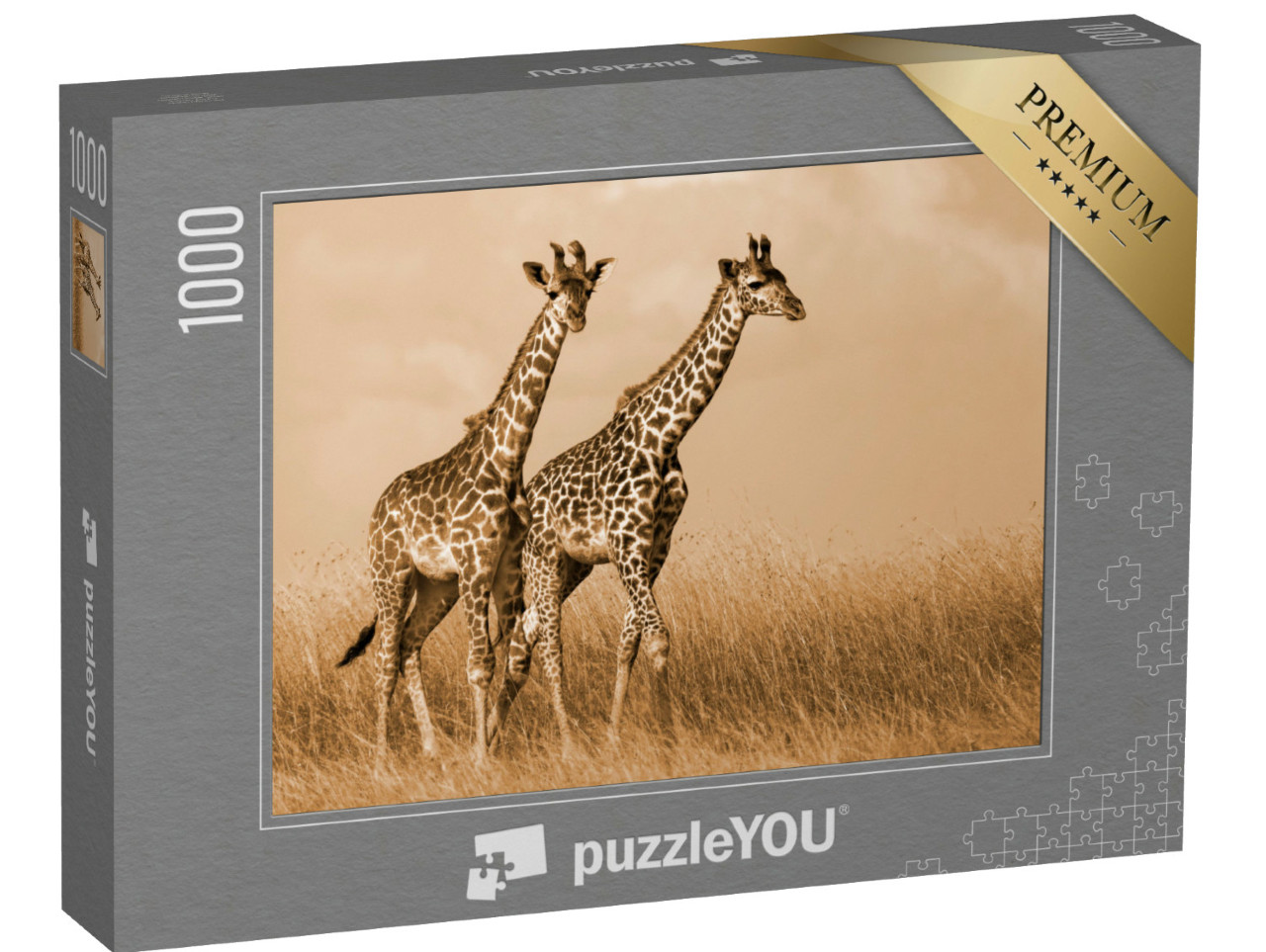 puzzle 1000 dílků „Pár žiraf na procházce“