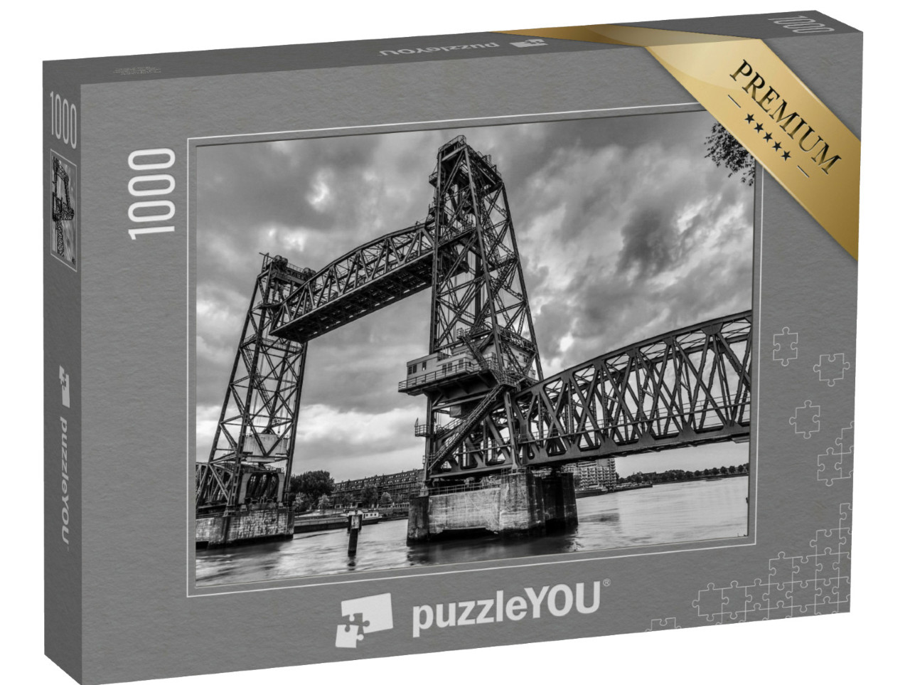 puzzle 1000 dílků „Výtahový most Koningshavenbrücke De Hef v Rotterdamu“