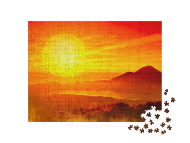 puzzle 1000 dílků „Africká savana v záři rudého západu slunce“