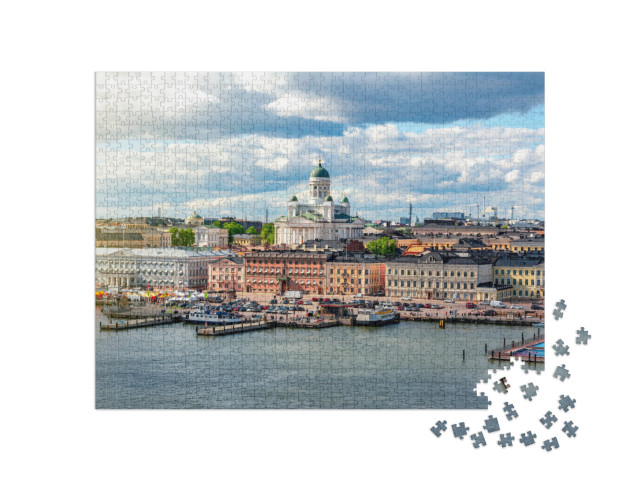 puzzle 1000 dílků „Krajina města a katedrála v Helsinkách, Finsko“