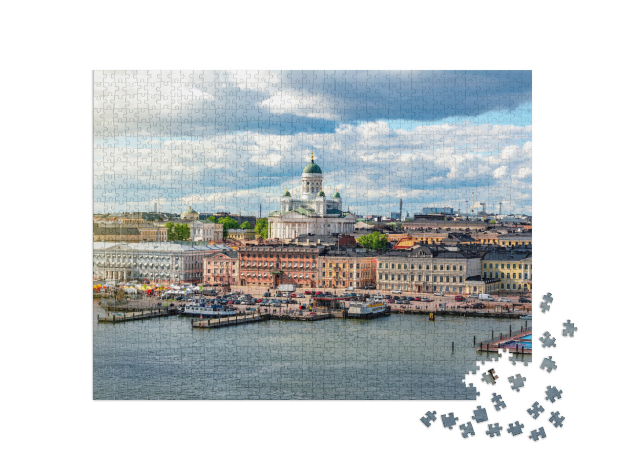puzzle 1000 dílků „Krajina města a katedrála v Helsinkách, Finsko“