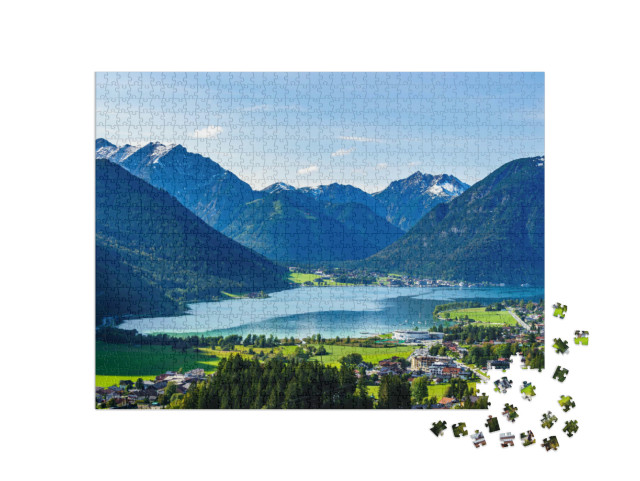 puzzle 1000 dílků „Idylická krajina u jezera Achensee, Rakousko“