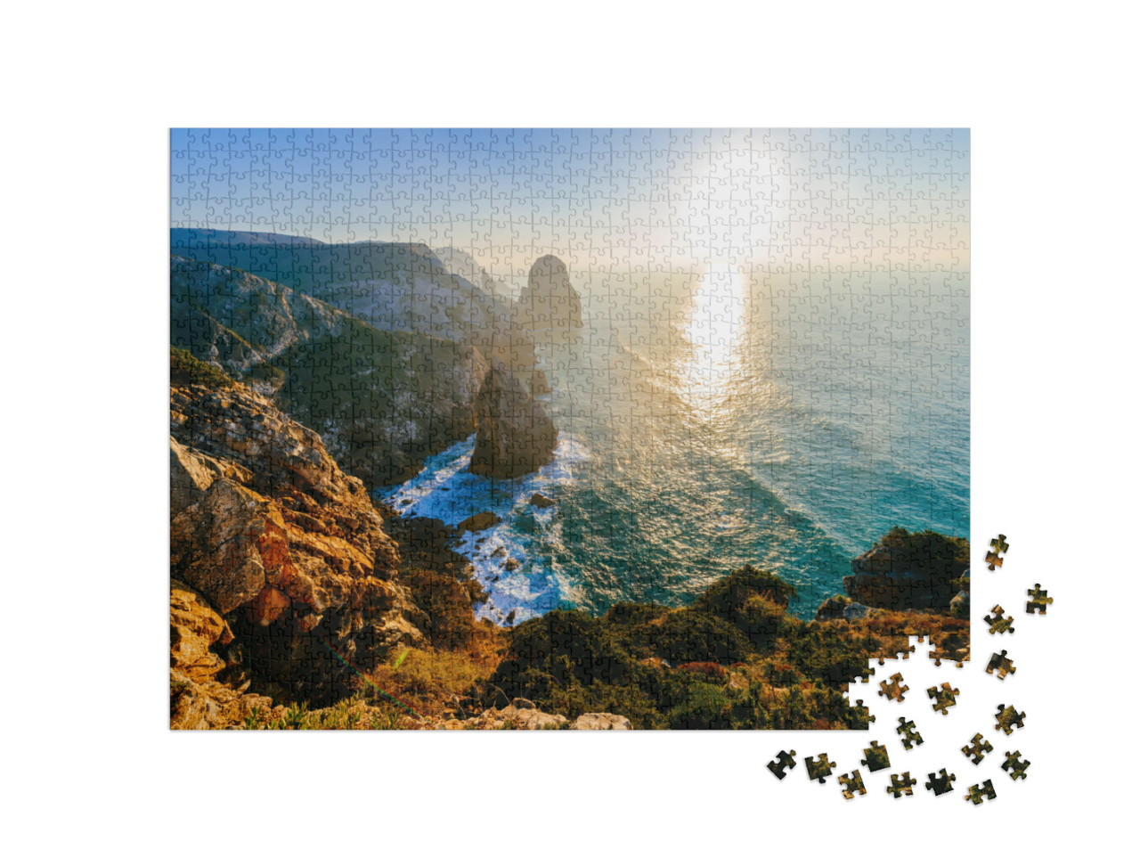puzzle 1000 dílků „Západ slunce nad pobřežím Portugalska“