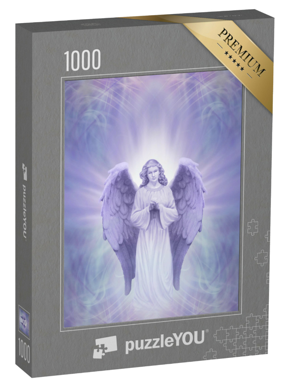 puzzle 1000 dílků „Anděl strážný s modrým a fialovým energetickým polem“
