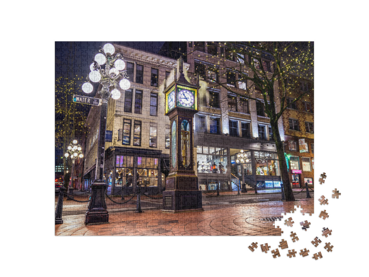 puzzle 1000 dílků „Parní hodiny ve čtvrti Gastown, Vancouver, Kanada“