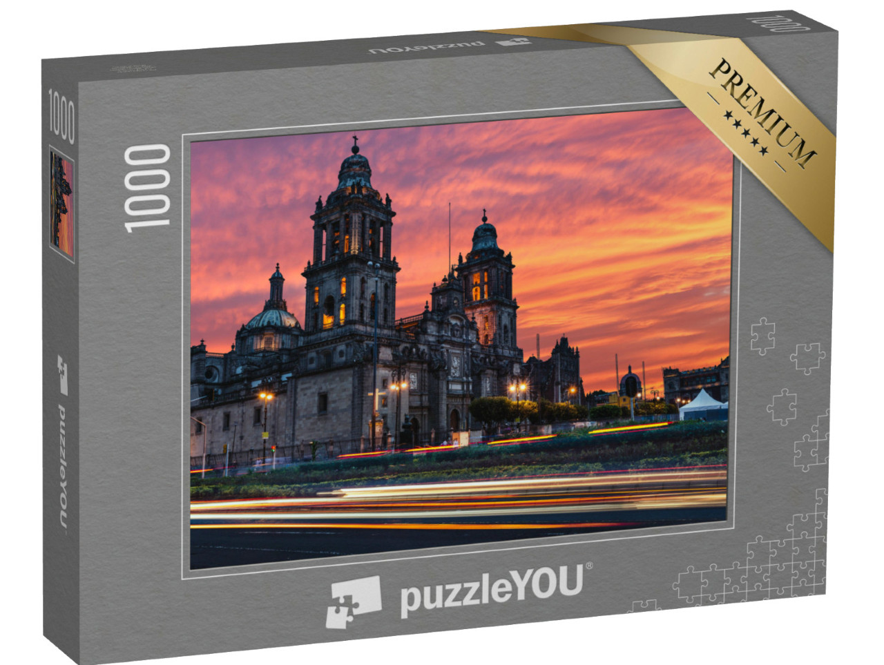 puzzle 1000 dílků „Úchvatný východ slunce nad Metropolitní katedrálou v Mexico City“