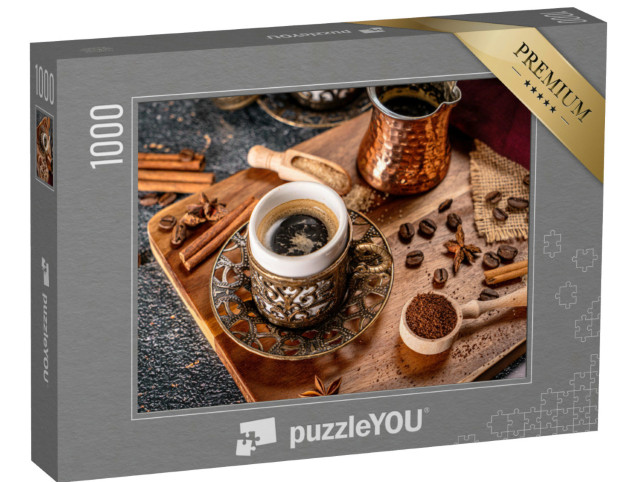 puzzle 1000 dílků „Turecká káva s kořením a zrnkovou kávou“