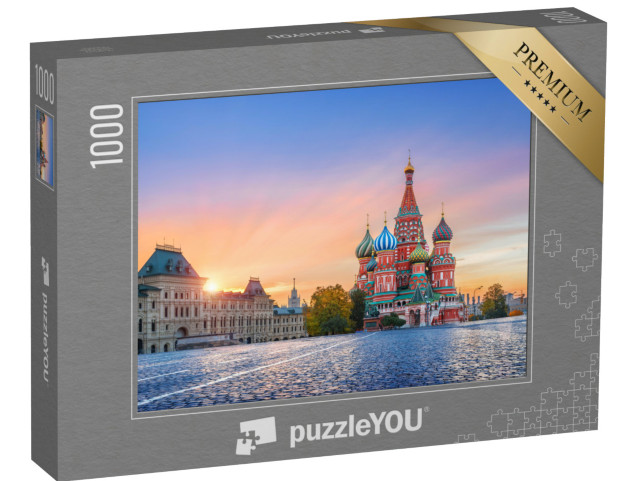 puzzle 1000 dílků „Chrám Vasila Blaženého na Rudém náměstí v Moskvě v podzimním slunci, Rusko“