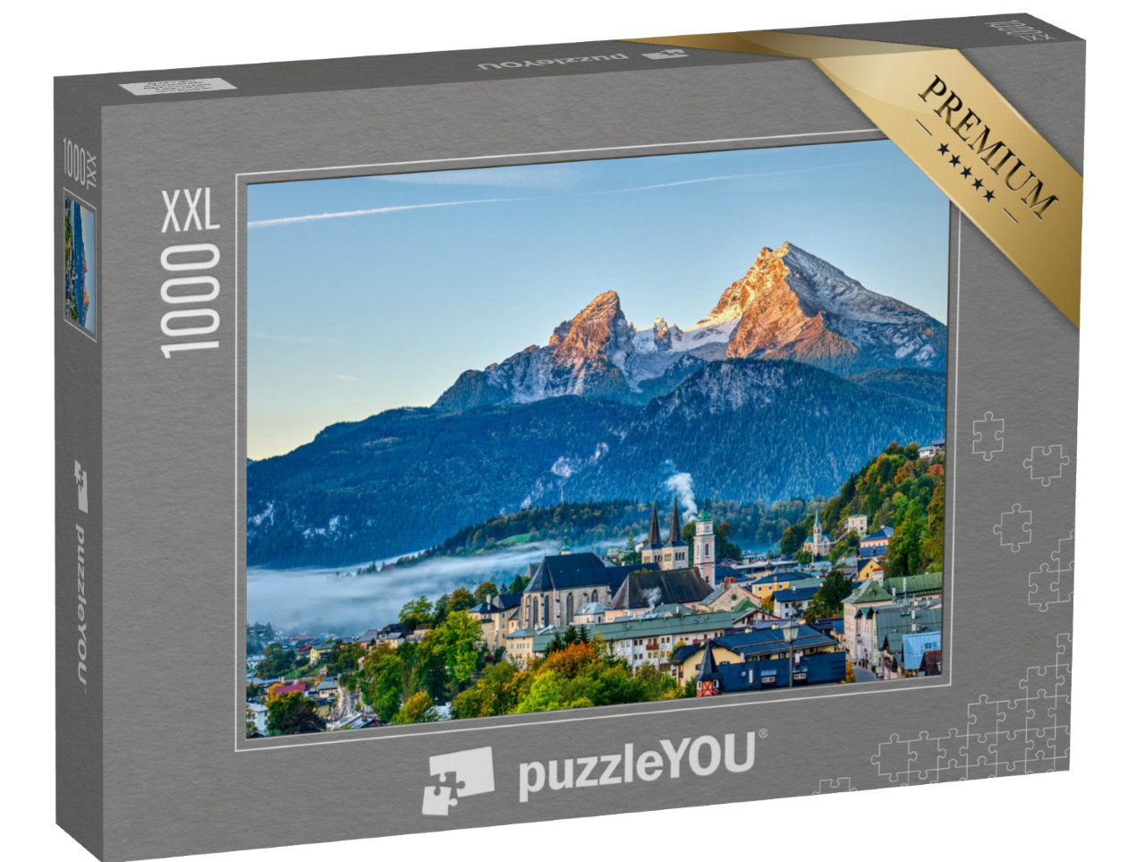 puzzle 1000 dílků XXL „Watzmann a město Berchtesgaden v Bavorských Alpách, Německo“