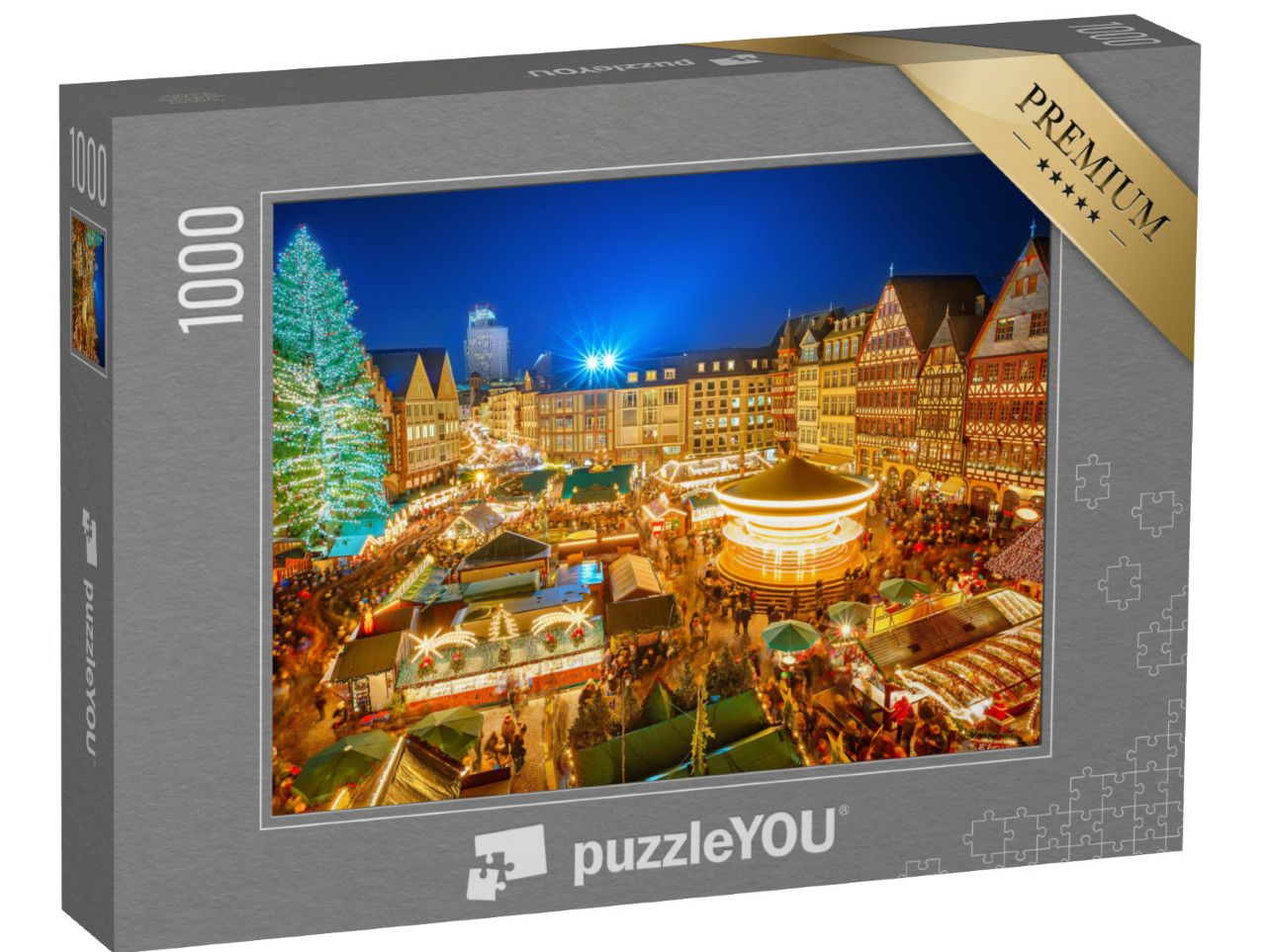 puzzle 1000 dílků „Tradiční vánoční trh v historickém centru Frankfurtu nad Mohanem, Německo“