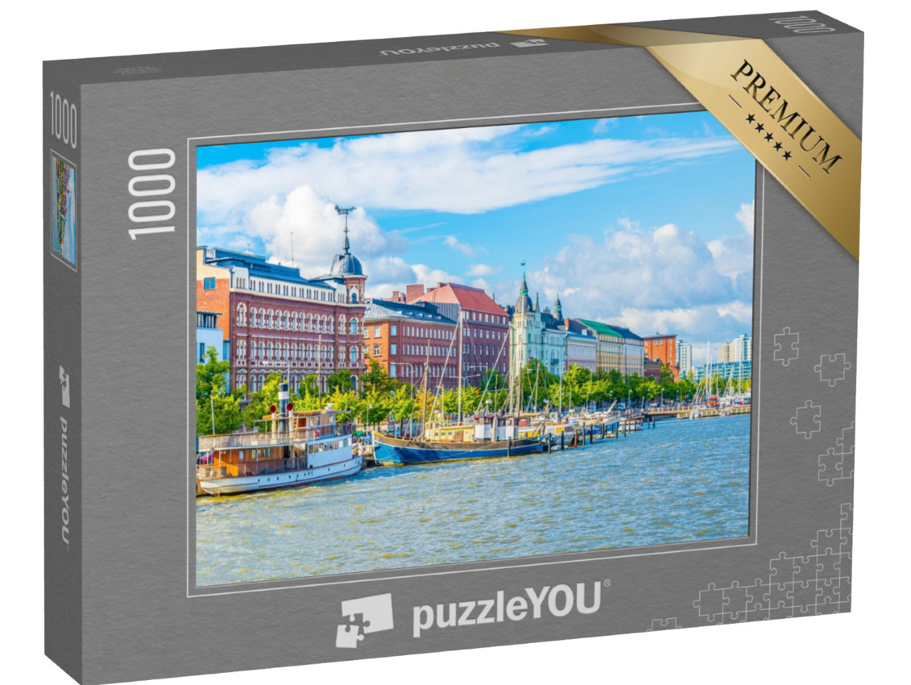 puzzle 1000 dílků „Pohled na přístav ve čtvrti Kruununhaka, Helsinky, Finsko“