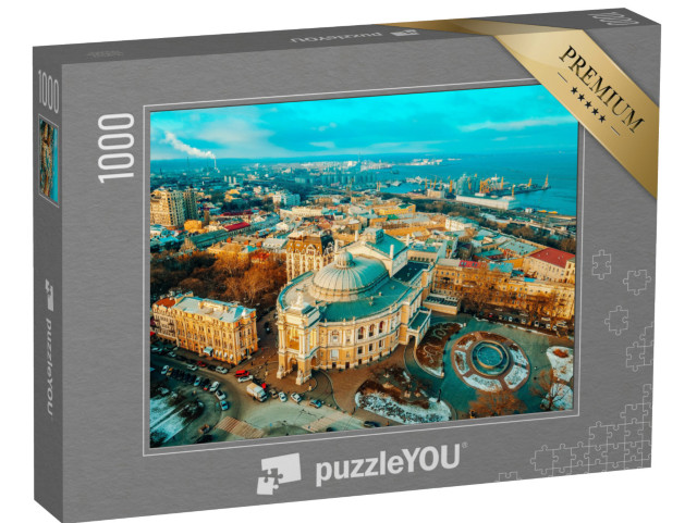 puzzle 1000 dílků „Pohled na město z ptačí perspektivy, střechy Oděsy ze vzduchu“