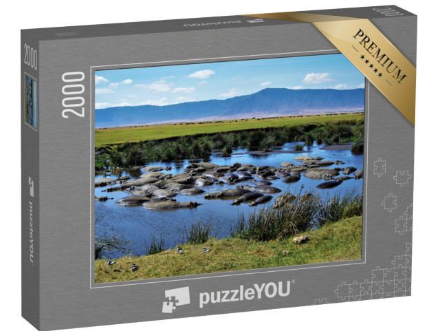 puzzle 2000 dílků „Hroší kotlina, kráter Ngorongoro, Tanzanie“