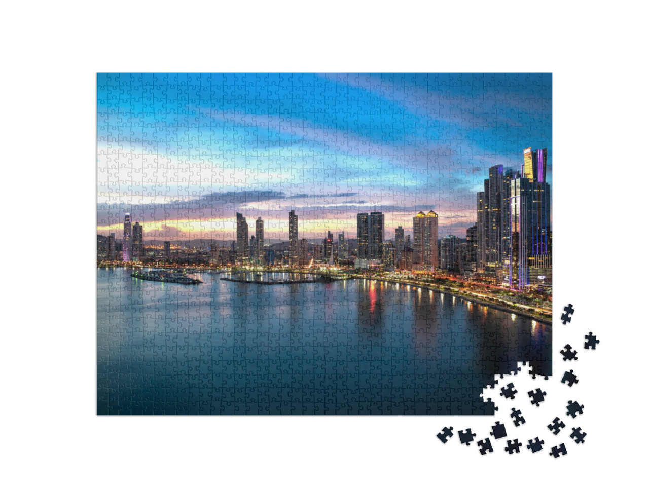 puzzle 1000 dílků „Večerní panorama Panama City, Panama“