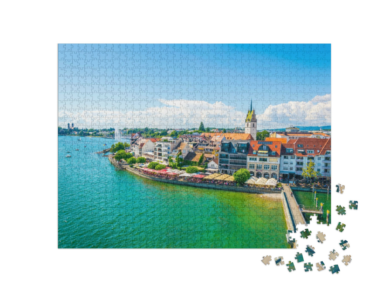 puzzle 1000 dílků „Panorama z přístavu Friedrichshafen, Zermatt“