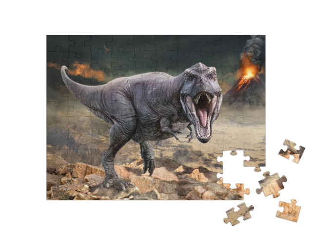 puzzle 100 dílků „3D ilustrace tyranosaura rexe“