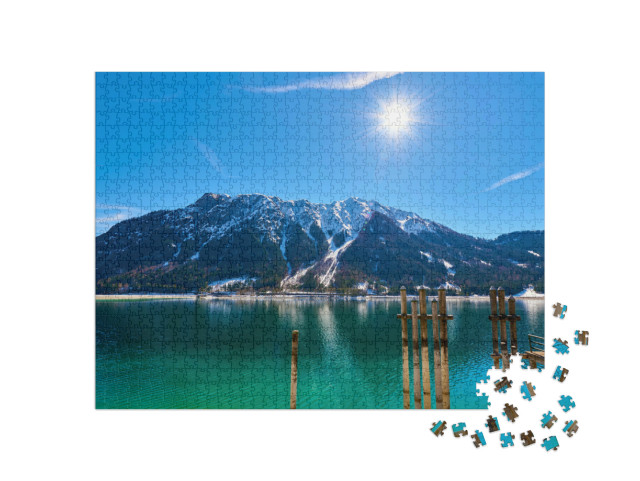 puzzle 1000 dílků „Molo na jezeře Achensee, Alpy, Rakousko“