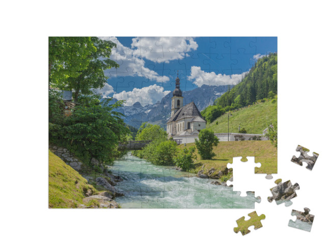 puzzle 100 dílků „Podhůří Berchtesgadenu v Alpách: Ramsau a okolí“